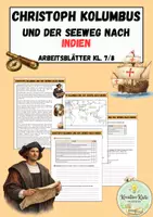 Vorschau - Arbeitsblätter - Christoph Kolumbus und der Seeweg nach Indien | 1. Entdeckungsreise nach Indien | Kl. 7/8 - Deckblatt