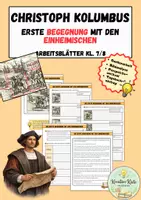 Vorschau - Arbeitsblätter - Christoph Kolumbus - erste Begegnung mit den Einheimischen - Quellenarbeit & Bildanalyse - Kl. 7/8 - Deckblatt