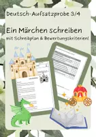 Vorschau - Arbeitsblätter - Deutsch-Aufsatzprobe "Ein Märchen schreiben" (Kl. 3/4) - mit Bewertungsvorschlag & Schreibplan! - Deckblatt