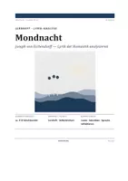 Vorschau - Stundenentwürfe - Lernheft Deutsch: Gedichtanalyse Mondnacht und Romantik (Klasse 9/10) - Seite 1