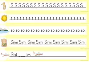 Vorschau - Arbeitsblätter - Laufdiktat Buchstabe Ss für die 1. Klasse - Seite 2