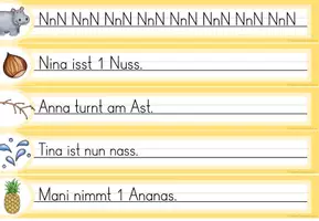 Vorschau - Arbeitsblätter - Laufdiktat Buchstabe Nn für die 1. Klasse - Seite 1