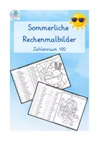 Vorschau - Arbeitsblätter - Sommerliche Rechenmalbilder Zahlenraum 100 - Deckblatt
