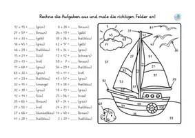 Vorschau - Arbeitsblätter - Sommerliche Rechenmalbilder Zahlenraum 100 - Seite 2