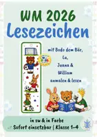 Vorschau - Mal- und Bastelvorlagen - KOSTENLOS: WM 2026 Lesezeichen – Fußball für Klasse 1–4 - Deckblatt