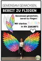 Vorschau - Mal- und Bastelvorlagen - Abschiedsprojekt Volksschule | Gemeinschaftsbild Flügel | Schulabschluss 4. Klasse | kreative Fotowand | Klassenprojekt - Deckblatt