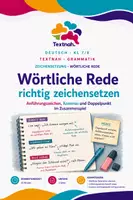 Vorschau - Stundenentwürfe - Arbeitsblatt Deutsch: Zeichensetzung bei wörtlicher Rede (Klasse 7/8) - Deckblatt