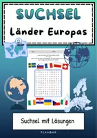 Vorschau - Arbeitsblätter - Europa entdecken: Suchsel mit 10 versteckten Ländern - Deckblatt