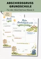 Vorschau - Arbeitsblätter - Abschiedsgruß Grundschule für Viertklässler kostenlos | Persönlicher Brief Abschied Klasse 4 | Abschluss Grundschulzeit | Schuljahresabschluss - Deckblatt