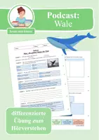 Vorschau - Arbeitsblätter - Übung zum Hörverstehen: Geolino-Podcast "Wale" - Deckblatt