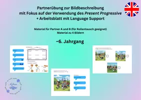 Vorschau - Arbeitsblätter - 6. Klasse Bildbeschreibung mit Present Progressive - MsJune - Deckblatt