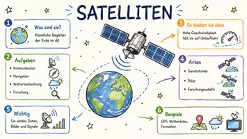 Vorschau - Arbeitsblätter - Arbeitsblatt "Satelliten" + Onlineübung & MP3 + Infografik - Seite 1