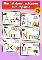 Vorschau - Arbeitsblätter - ABC lernen mit Popsicle Sticks – Buchstaben nachlegen für Kinder | Lernspiel für Vorschule, Kita & Grundschule - Deckblatt