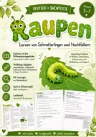 Vorschau - Arbeitsblätter - Sachtext mit Aufgaben : Raupen - Larven von Schmetterlingen - Deckblatt