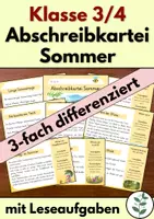 Vorschau - Aufgabenkarten - Abschreibkartei Sommer - Texte Abschreiben üben - Deckblatt
