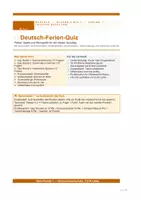 Vorschau - Spiele - Deutsch-Ferien-Quiz Rätsel Spiele | Klasse 5 bis 7 | letzter Schultag | Kreuzworträtsel | Wortsuchrätsel | Teamchallenge | Grammatik | Abschluss-Urkunde | sofort einsetzbar | Sommerferien - Deckblatt