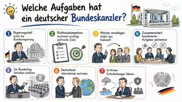 Vorschau - Arbeitsblätter - Arbeitsblätter zum Thema "Welche Aufgaben hat ein deutscher Bundeskanzler?" + Lösung & MP3 + Mindmap + Infografik - Seite 1
