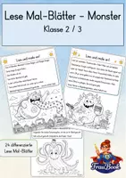 Vorschau - Arbeitsblätter - Materialpaket: Lesemalblätter zweifach differenziert "Monster" und Lerntheke Wortarten, Satzzeichen, - Deckblatt