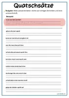 Vorschau - Arbeitsblätter - Quatschsätze – Satzbau mit Spass lernen! - Deckblatt