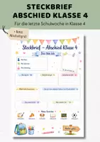 Vorschau - Arbeitsblätter - Steckbrief Abschied Klasse 4 | Abschluss Grundschule | Erinnerung Schulzeit - Deckblatt