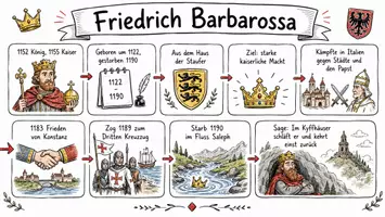 Vorschau - Arbeitsblätter - AB mit Fragen zum Thema "Friedrich Barbarossa" + Lösungsblatt + Infografik - Seite 1