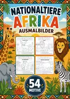 Vorschau - Mal- und Bastelvorlagen - Nationaltiere Afrika Ausmalbilder (54 Malvorlagen) inkl. Stundenentwurf (PDF) - Deckblatt