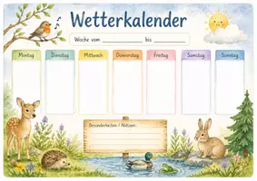 Vorschau - Mal- und Bastelvorlagen - Wetterkalender zum Aufzeichnen des Wetters - Deckblatt