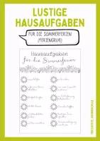 Vorschau - Bildkarten - Lustige Sommerferien-Hausaufgaben – kostenloser Feriengruß - Deckblatt