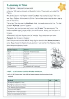 Vorschau - Arbeitsblätter - Reading Comprehension - Journey in time (Mayflower, Pilgrims) - Seite 1