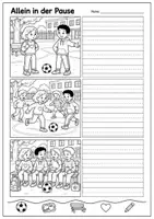 Vorschau - Fördermaterial/Inklusion - Bildergeschichte schreiben – Allein in der Pause (Ausgrenzung, Mobbing) (mit Wortspeicher, Fortsetzung & Musterlösung) | Deutsch Klasse 3/4 - Seite 3