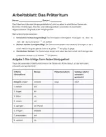 Vorschau - Arbeitsblätter - Das Präteritum: Merkblatt, Konjugationstabelle & Übungen - Deckblatt