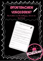 Vorschau - Arbeitsblätter - Sportsachen vergessen? - Abschreibtext als Beschäftigung - Deckblatt