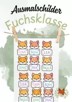 Vorschau - Mal- und Bastelvorlagen - Fuchsklasse Ausmalschilder für Gemeinschaftsplakat - Deckblatt