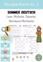 Vorschau - Arbeitsblätter - Escape Room Klasse 2 Deutsch - Deckblatt