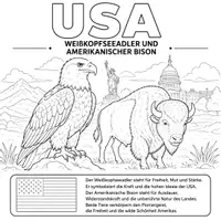 Vorschau - Mal- und Bastelvorlagen - Nationaltiere Nordamerika Ausmalbilder (23 Malvorlagen) inkl. Stundenentwurf (PDF) - Seite 2