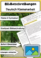 Vorschau - Arbeitsblätter - Bildbeschreibungen Klassenarbeit Klasse 6 Gymnasium - Deckblatt