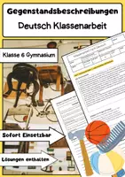 Vorschau - Arbeitsblätter - Gegenstandsbeschreibungen Klasse 6 Gymnasium Deutsch Klassenarbeit - Deckblatt