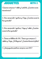 Vista previa - Hojas de trabajo - ¡Retos de juguetes: calculamos euros! - página 3