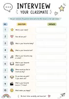Vorschau - Arbeitsblätter - Interview your classmate: Speaking, Warm up, Erste Stunde, Kennenlernen, Vertretung - Seite 1