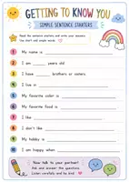 Vorschau - Arbeitsblätter - Getting to know you: Sentence Starters: Kennenlernen, Erste Stunde, Vertretung, Warm up - Seite 3