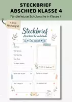 Vorschau - Arbeitsblätter - Steckbrief Abschied Klasse 4 | Erinnerung Schulzeit | Abschluss Grundschule - Deckblatt