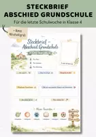 Vorschau - Arbeitsblätter - Steckbrief Abschluss Grundschule | Abschied Klasse 4 | Erinnerung Schulzeit - Deckblatt