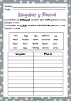 Vista previa - Hojas de trabajo - CAST Singular, plural, femenino, masculino - Portada