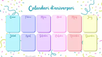 Vista previa - Decoración del aula - CALENDARI D’ANIVERSARIS PER A L’AULA 🎂 - Portada