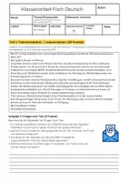 Vorschau - Arbeitsblätter - E-Mails schreiben Deutsch Klassenarbeit Klasse 9 - Seite 1