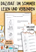 Vorschau - Arbeitsblätter - DaZ / DaF / Deutsch Grundschule - Im Sommer - Lesen und verbinden - Deckblatt