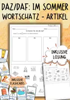 Vorschau - Arbeitsblätter - DaZ / DaF / Deutsch Grundschule - Im Sommer - Wortschatz Artikel - Deckblatt