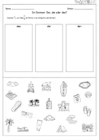Vorschau - Arbeitsblätter - DaZ / DaF / Deutsch Grundschule - Im Sommer - Wortschatz Artikel - Seite 1