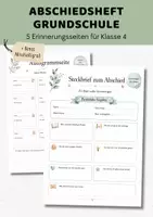 Vorschau - Arbeitsblätter - Abschiedsheft Grundschule 5-teiliges Set | Steckbrief Abschluss Klasse 4 | Erinnerungsheft Grundschulzeit Schuljahresende - Deckblatt