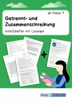 Vorschau - Arbeitsblätter - Getrennt- und Zusammenschreibung – ab Klasse 9 - Deckblatt